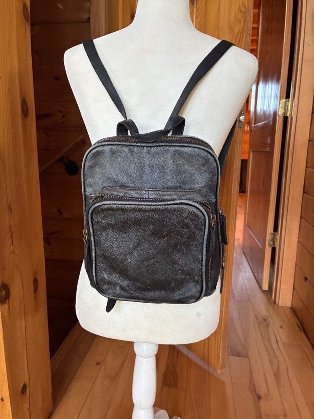 Leather distressed look backpack